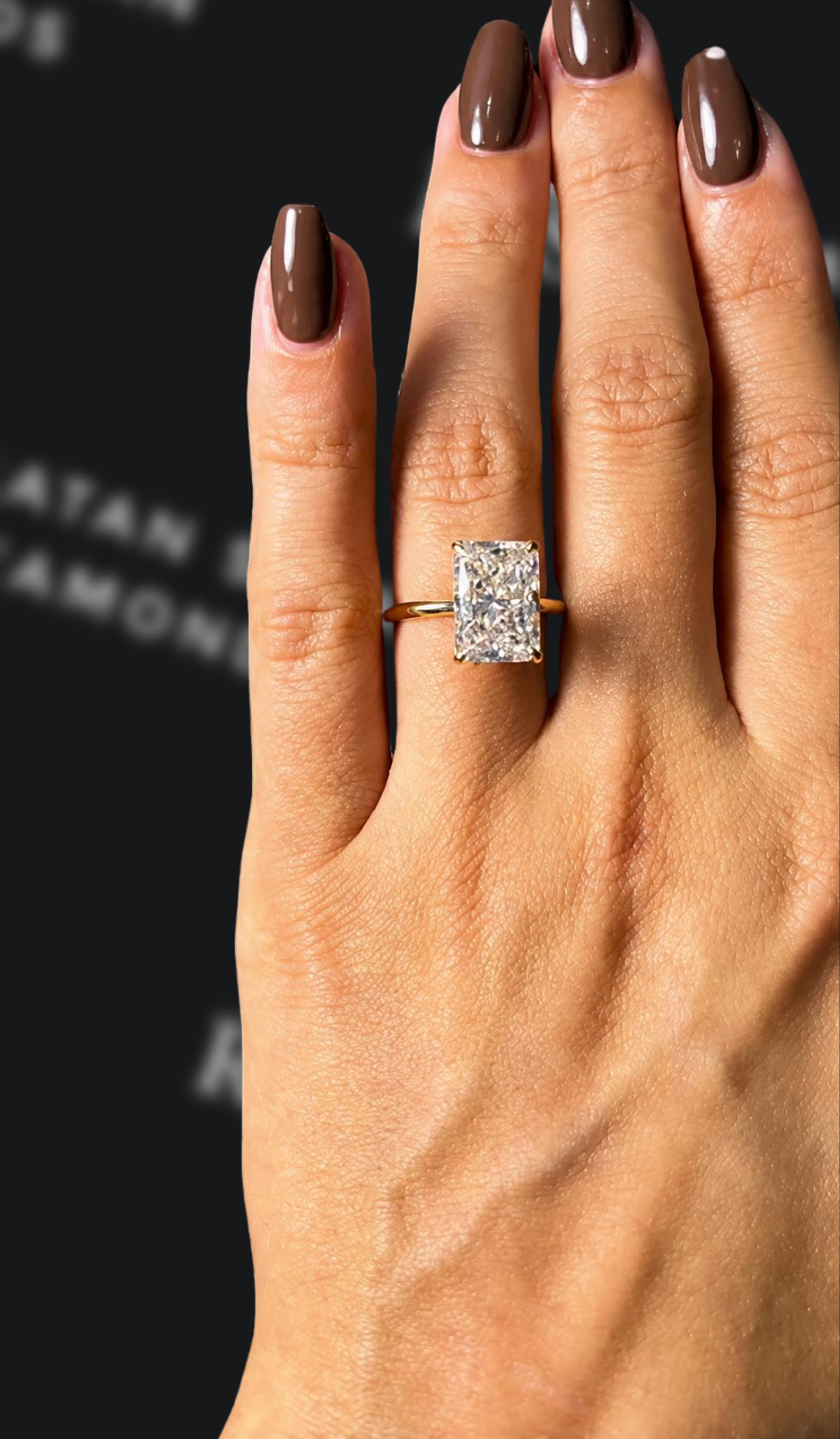 4 carat radiant cut natural diamond engagement ring by Ratan Sajan Diamonds Dubai