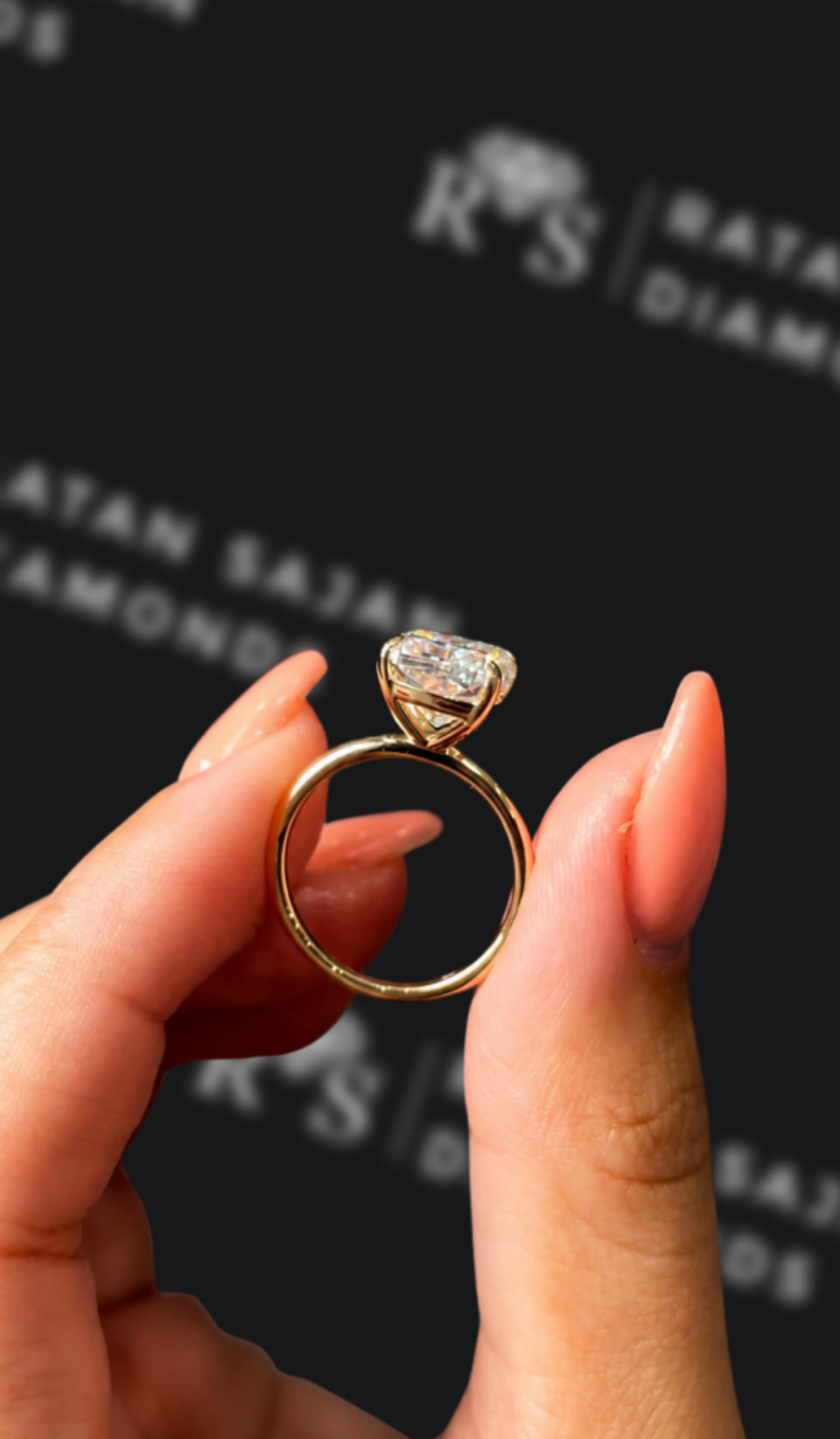 3 carat cushion cut natural diamond engagement ring by Ratan Sajan Diamonds Dubai