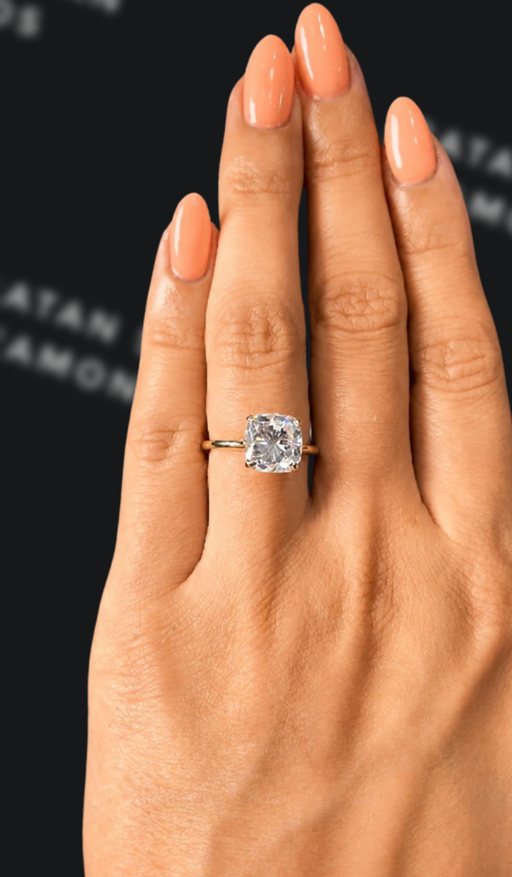 3 carat cushion cut natural diamond engagement ring by Ratan Sajan Diamonds Dubai
