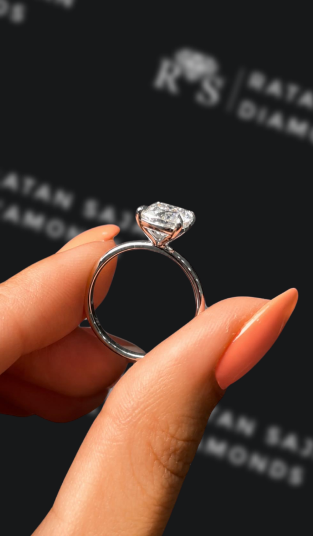 2.5 carat cushion cut natural diamond engagement ring by Ratan Sajan Diamonds Dubai